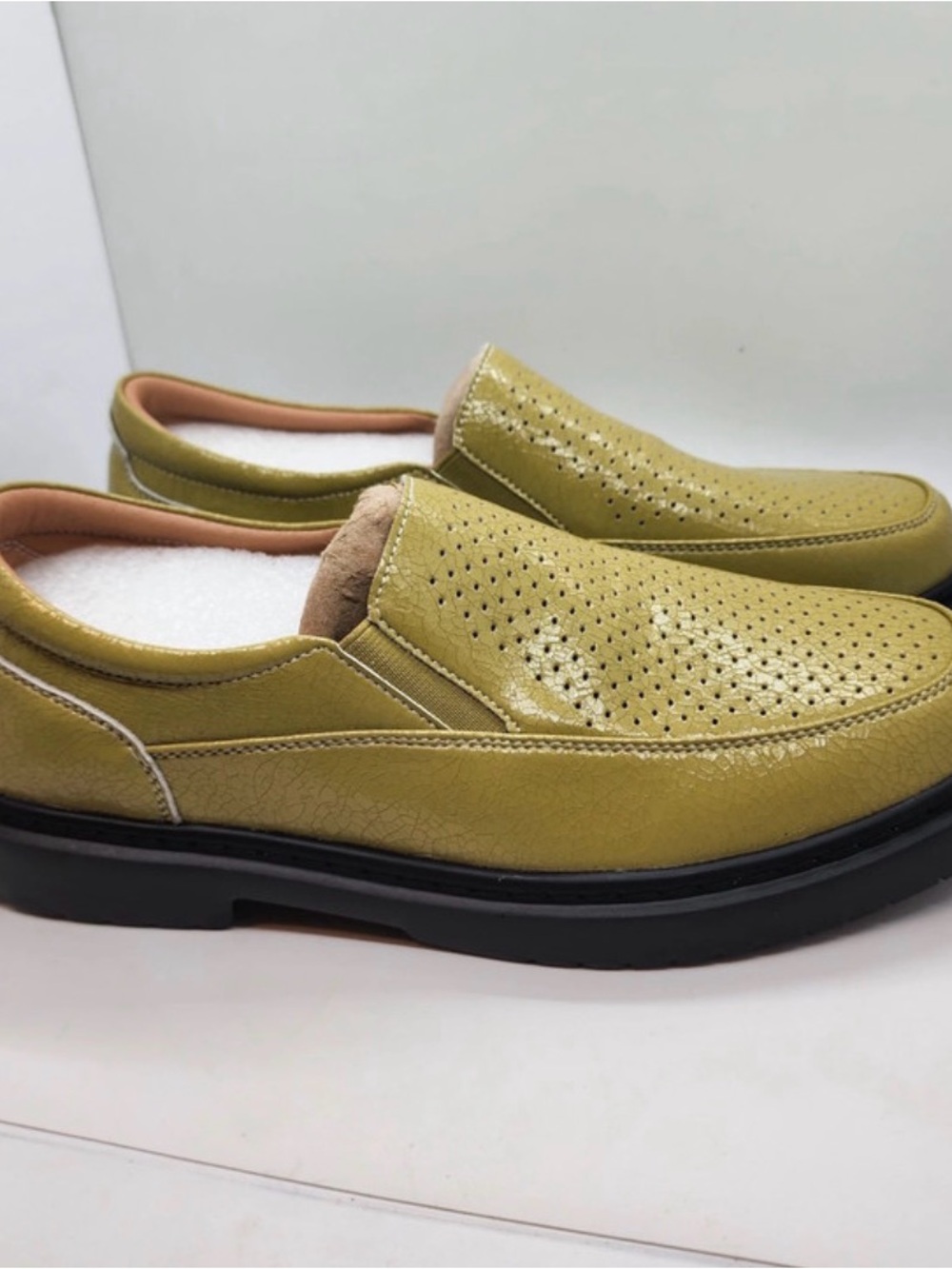 Women’s  Slip-On Perforated Casual Loafers in Pistachio Green